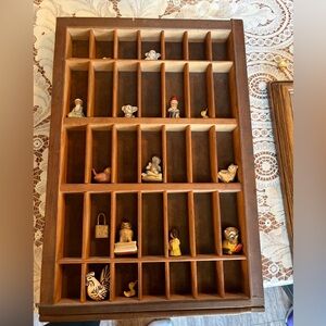 Wooden Trinket Shelf with Miniature Figurines 16 x11